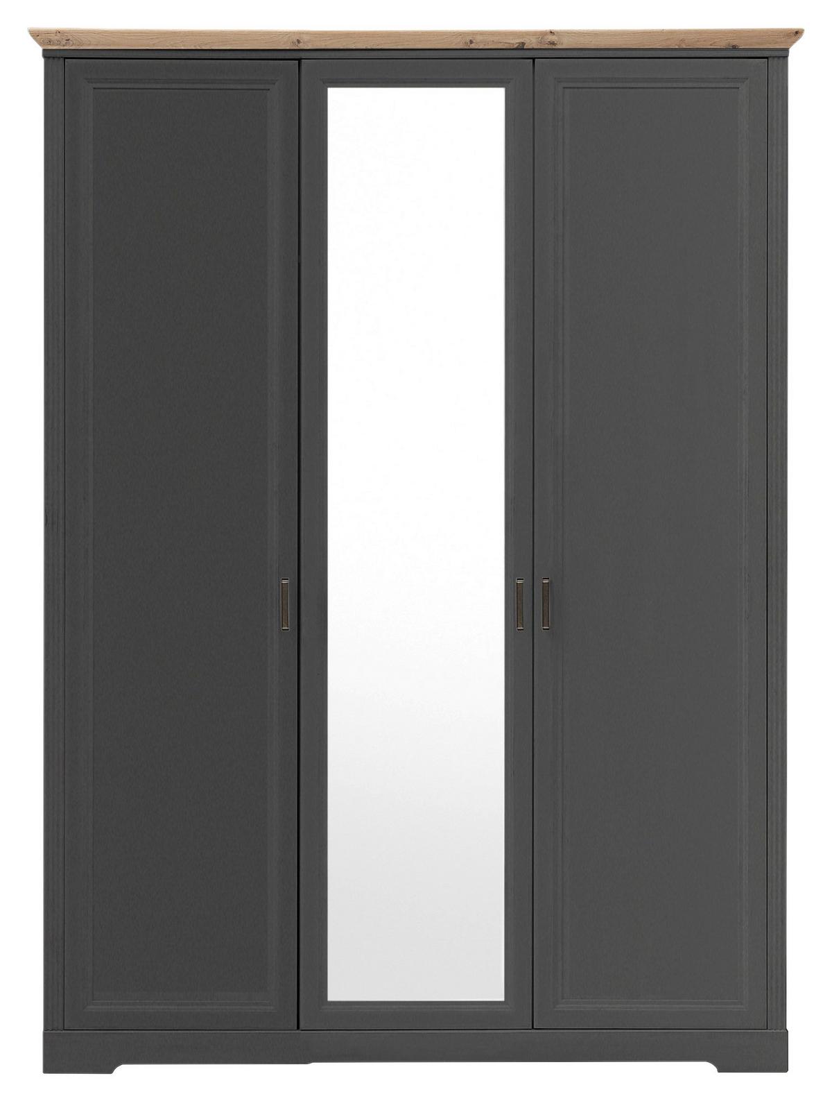 Drehtürenschrank Mit Spiegel 164cm Jasmin, Graphit/Eiche - Graphitfarben/Eiche Artisan, LIFESTYLE, Holzwerkstoff (164/220/64cm)