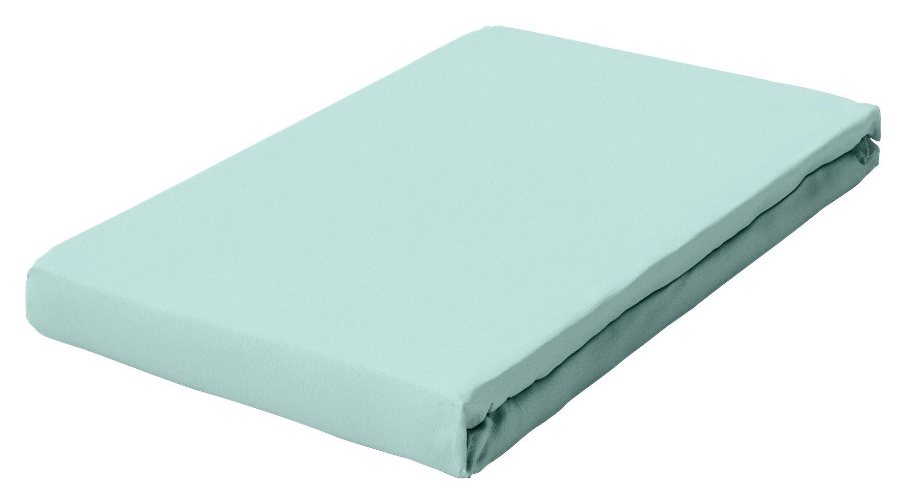 Spannleintuch Pure Petrol - Petrol/Hellblau, Basics, Textil (90-100/190-220cm) - Schlafgut