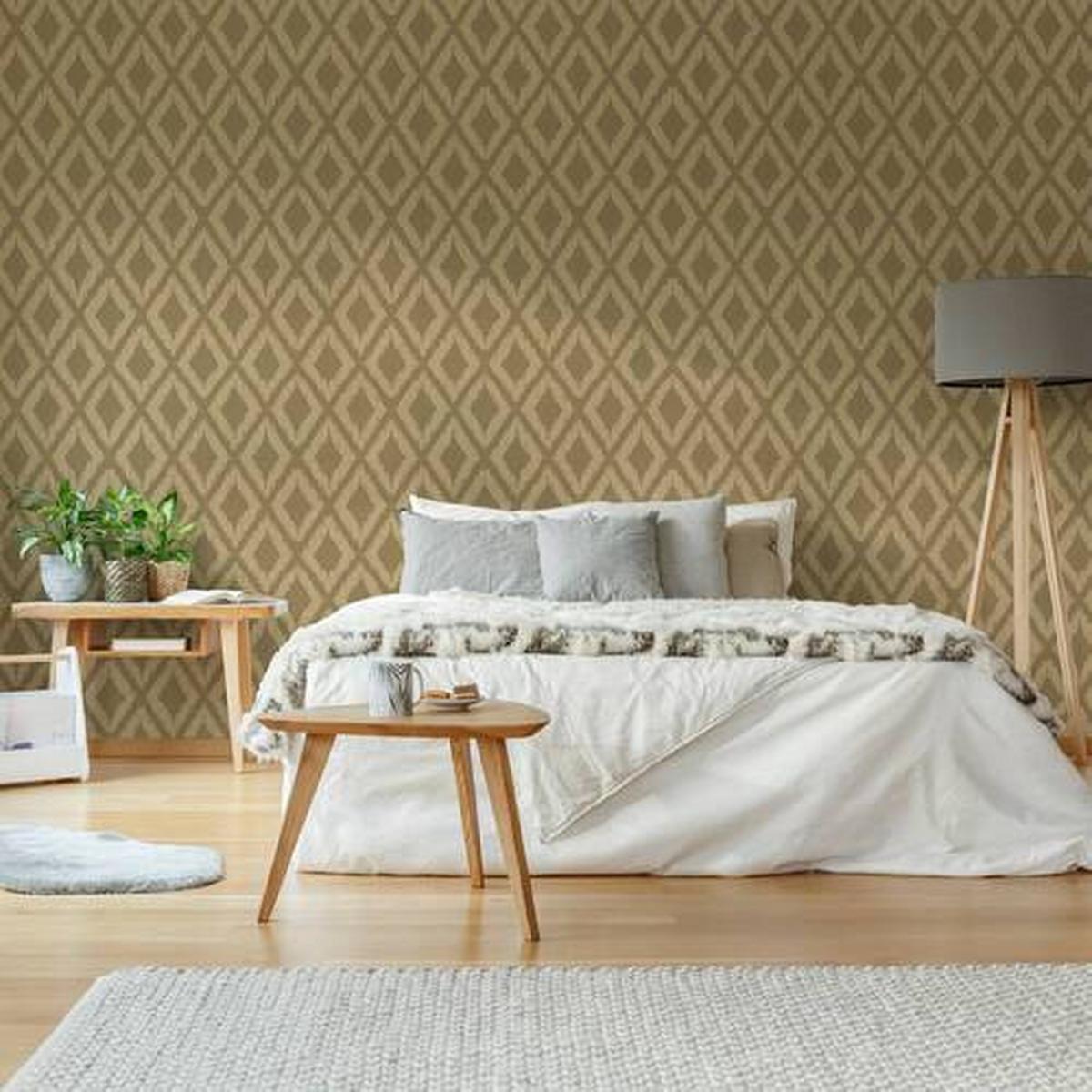 Vliestapete Ikat, Camel - Cappuccino, Basics, Papier/Kunststoff (52/1005cm)