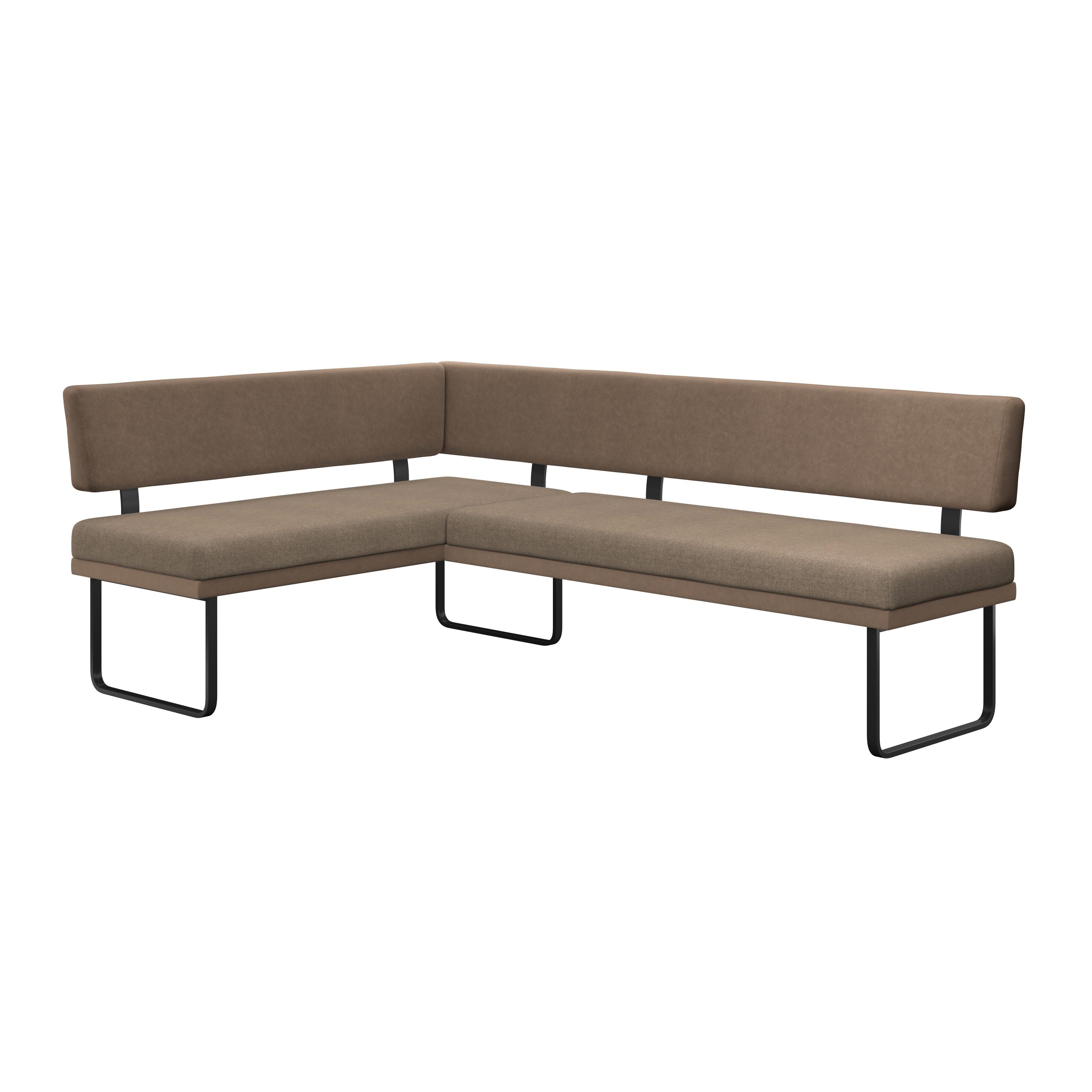 Eckbank Kian Webstoff Braun,  S:164x233 cm - Schwarz/Braun, Trend, Textil/Metall (164/233cm)