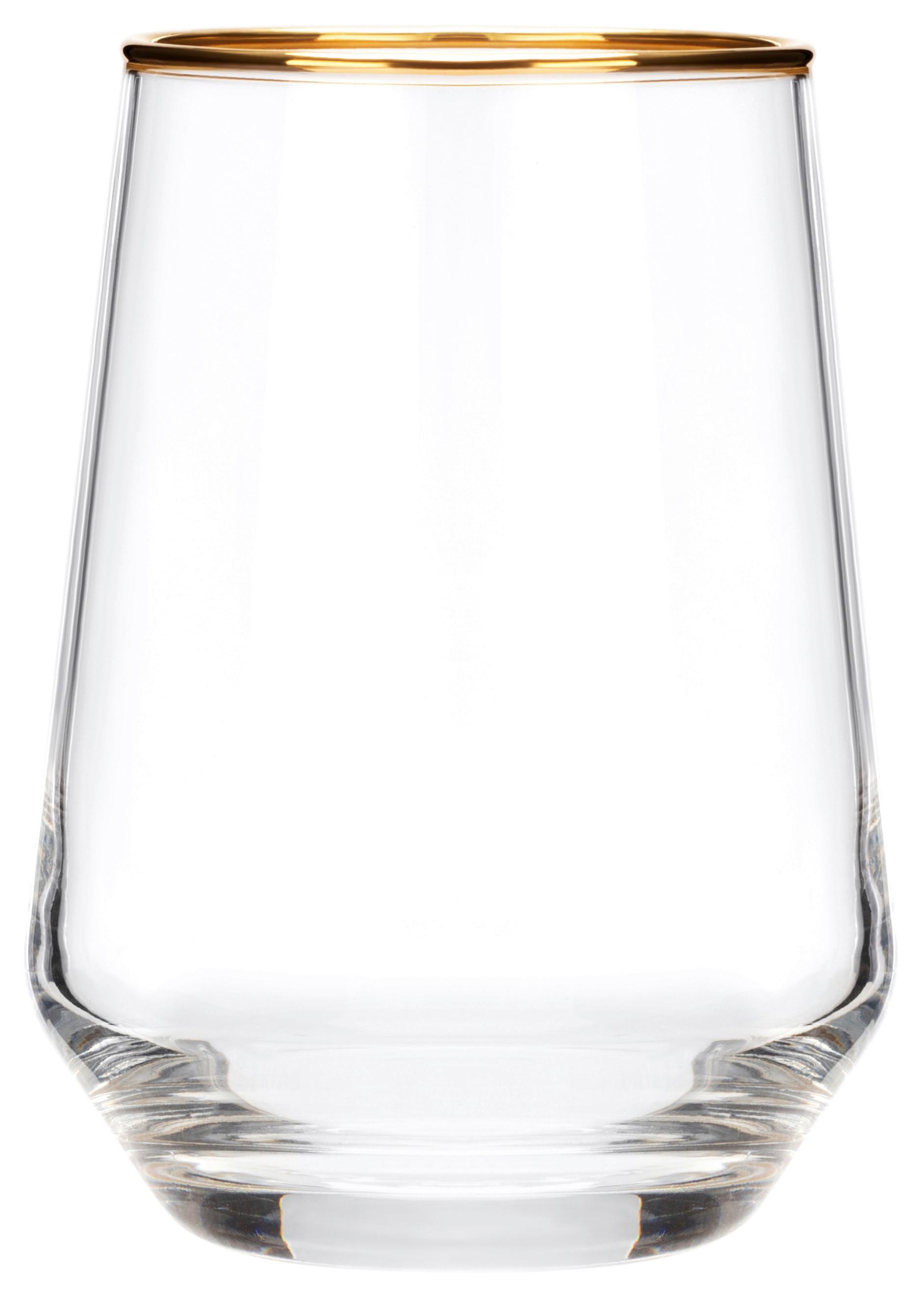Trinkglas Winona - Klar/Goldfarben, Basics, Glas (6.6/11.5cm) - Luca Bessoni