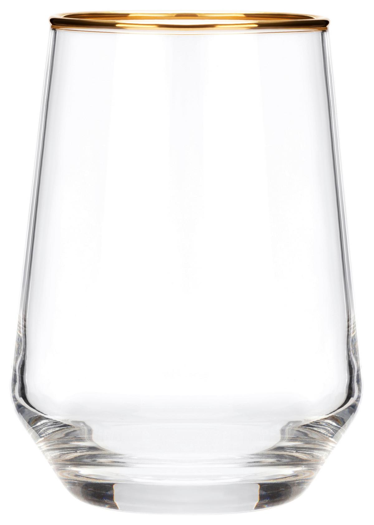 Trinkglas Winona - Klar/Goldfarben, Basics, Glas (6.6/11.5cm) - Luca Bessoni
