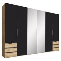 Drehtürenschrank Mit Spiegel + Laden 300cm Level 36a, Graphit - Plankeneiche/Eichefarben, MODERN, Glas/Holzwerkstoff (300/216/58cm) - MID.YOU