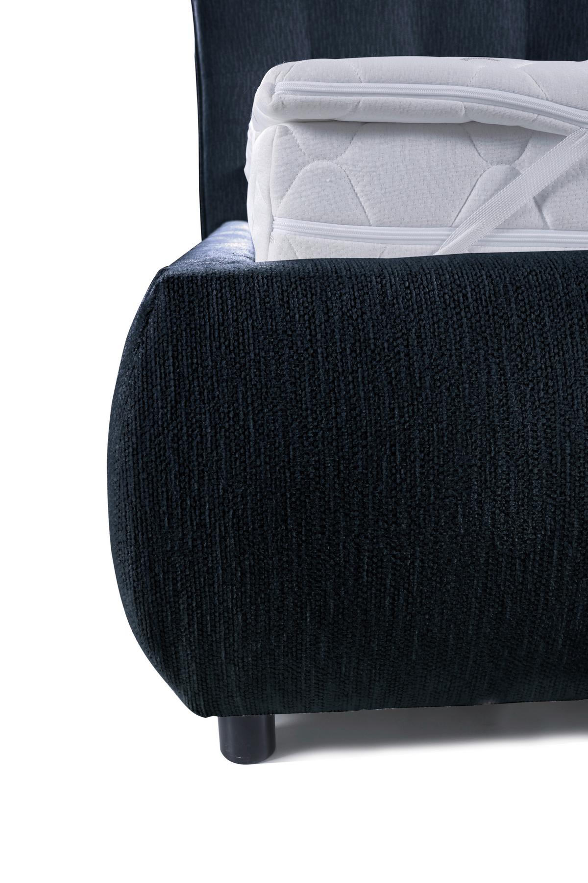 Polsterbett Limo Dunkelblau 180x200 cm - Schwarz/Dunkelblau, KONVENTIONELL, Holz/Holzwerkstoff (180/200cm) - James Wood