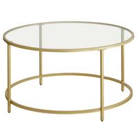 Beistelltisch Mit Glasplatte Goldfarben - Klar/Goldfarben, Trend, Glas/Metall (84/84/45,5cm) - Boxxx