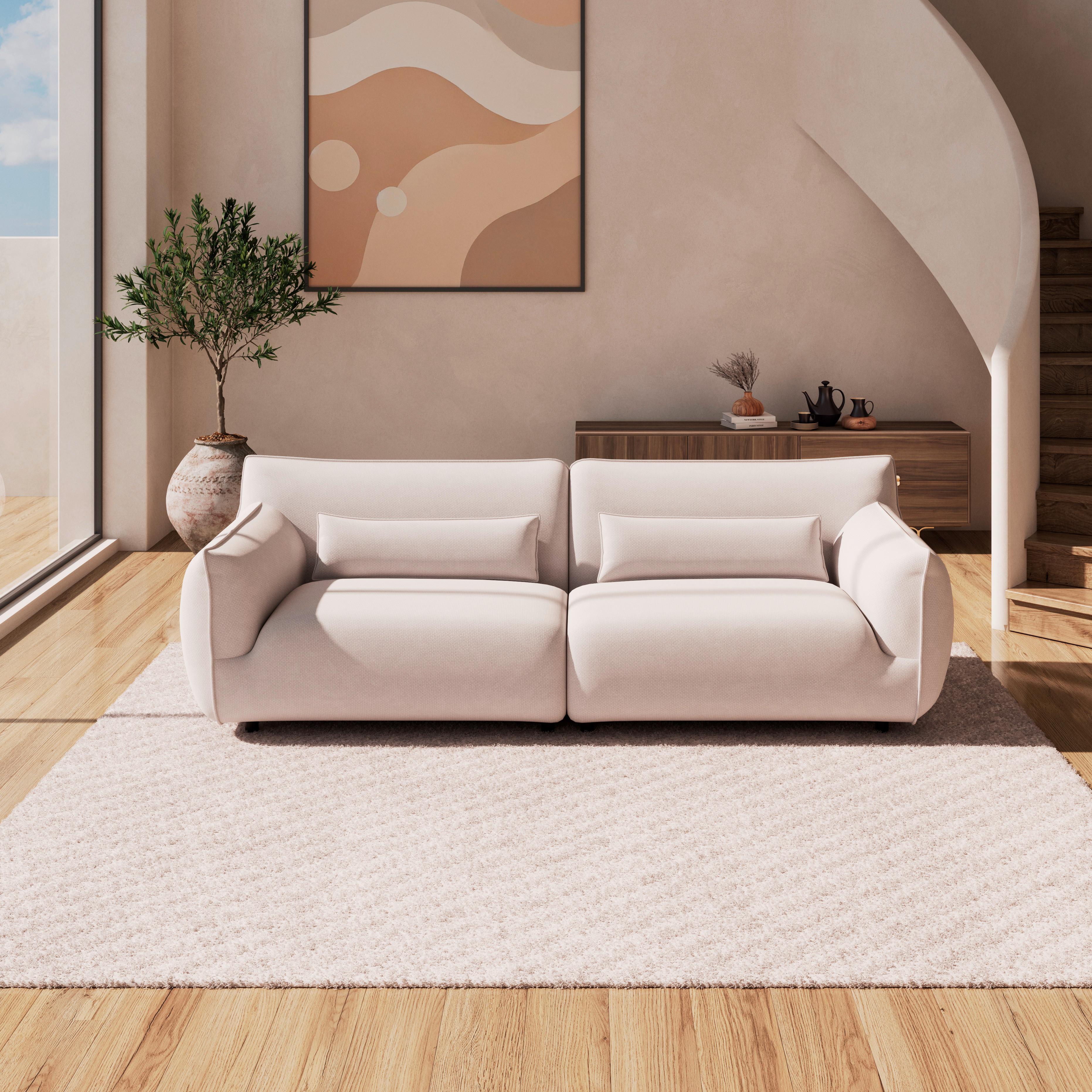 Velká pohovka CLARA, béžová - černá/krémová, Moderní, kov/dřevo (284/86/111cm) - Bessagi Home