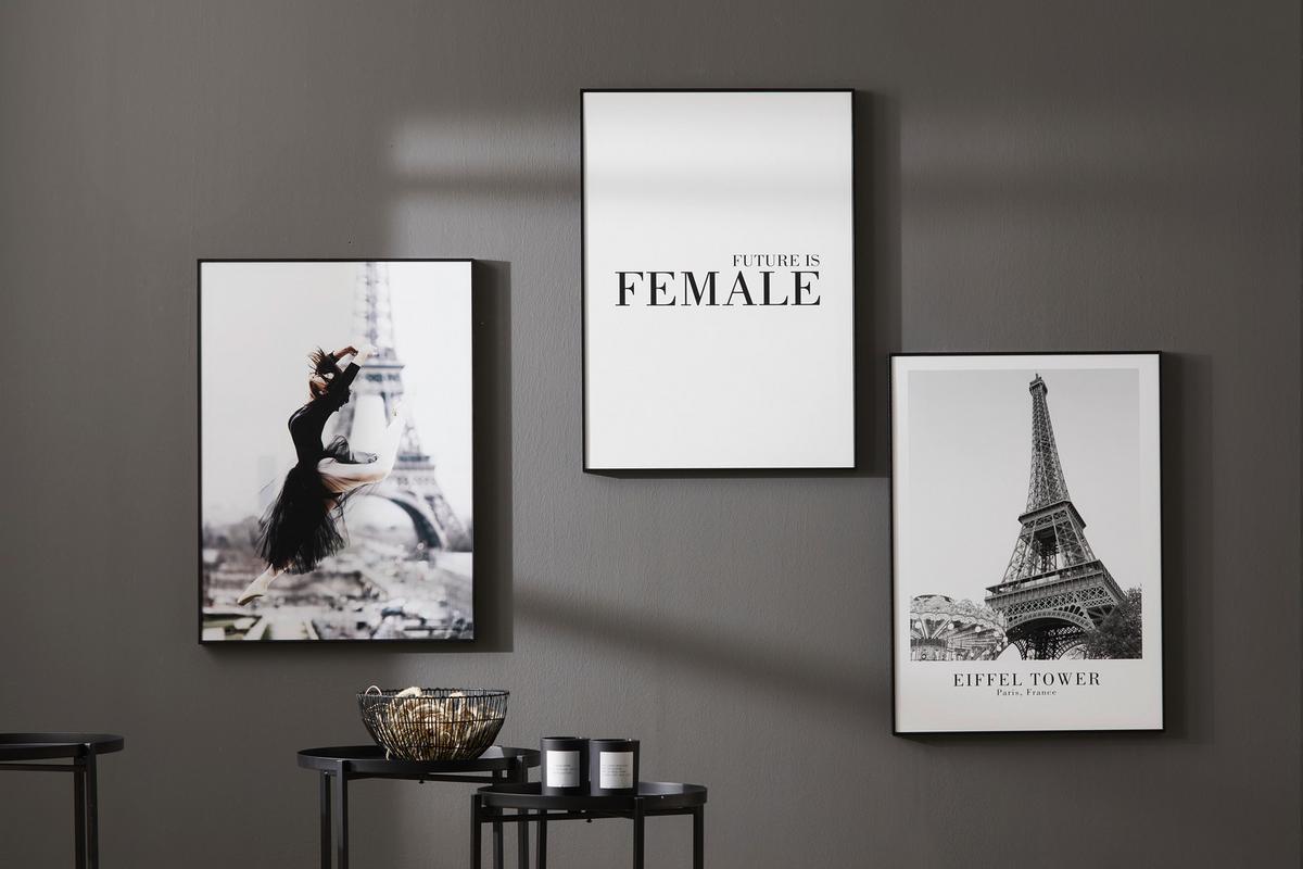 OBRAZ Elena, 50/70cm - bílá/černá, kompozitní dřevo/papír (50/70cm) - Mömax