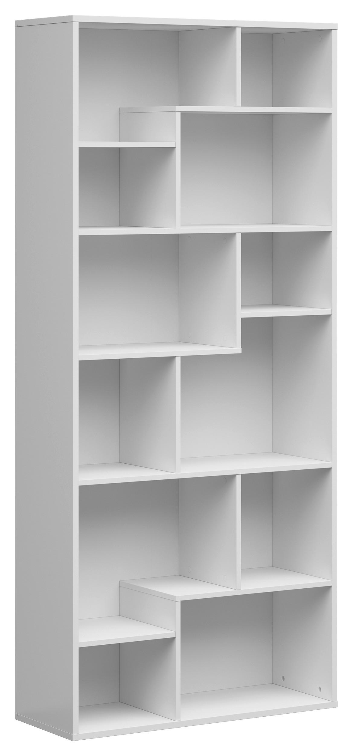 REGAL TETRIX BOOKSHELF - Weiß Hochglanz/Weiß, Design, Holzwerkstoff (87,5/197,5/33,5cm)