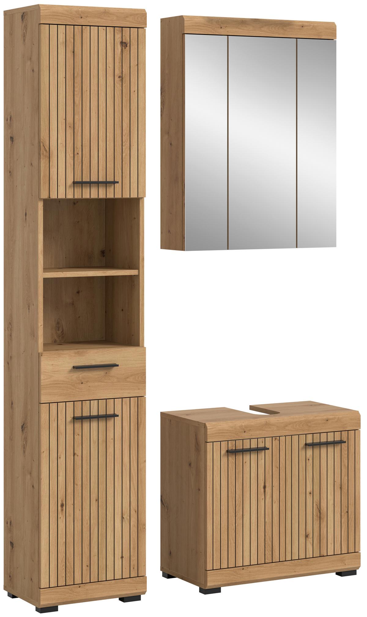Badezimmer Scout Eiche Artisan Dekor B: 97cm - Schwarz/Eiche Artisan, Trend, Glas/Holzwerkstoff (97cm) - MID.YOU
