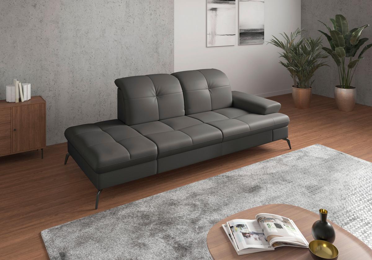 Récamiere Amica E, Anthrazit B: 231 Cm - Anthrazit/Schwarz, KONVENTIONELL, Leder/Textil (231/90/122cm) - Sit & More