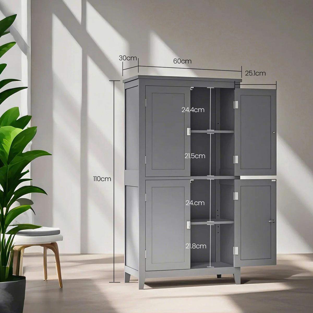 Midischrank Floor Cabinet - Grau, MODERN, Holzwerkstoff (60/110/30cm) - MID.YOU