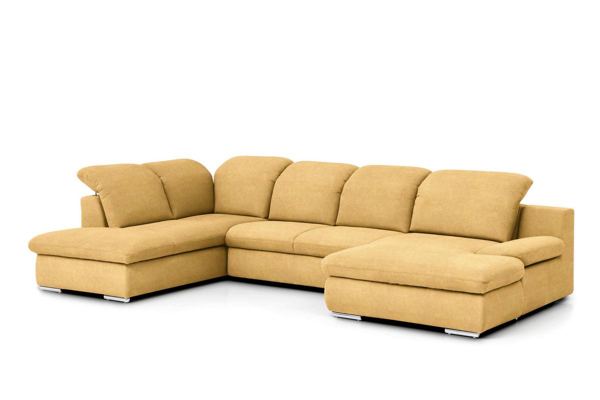 Wohnlandschaft Isona Gelb Chenille - Chromfarben/Gelb, Design, Textil (212/353/165cm) - Livetastic