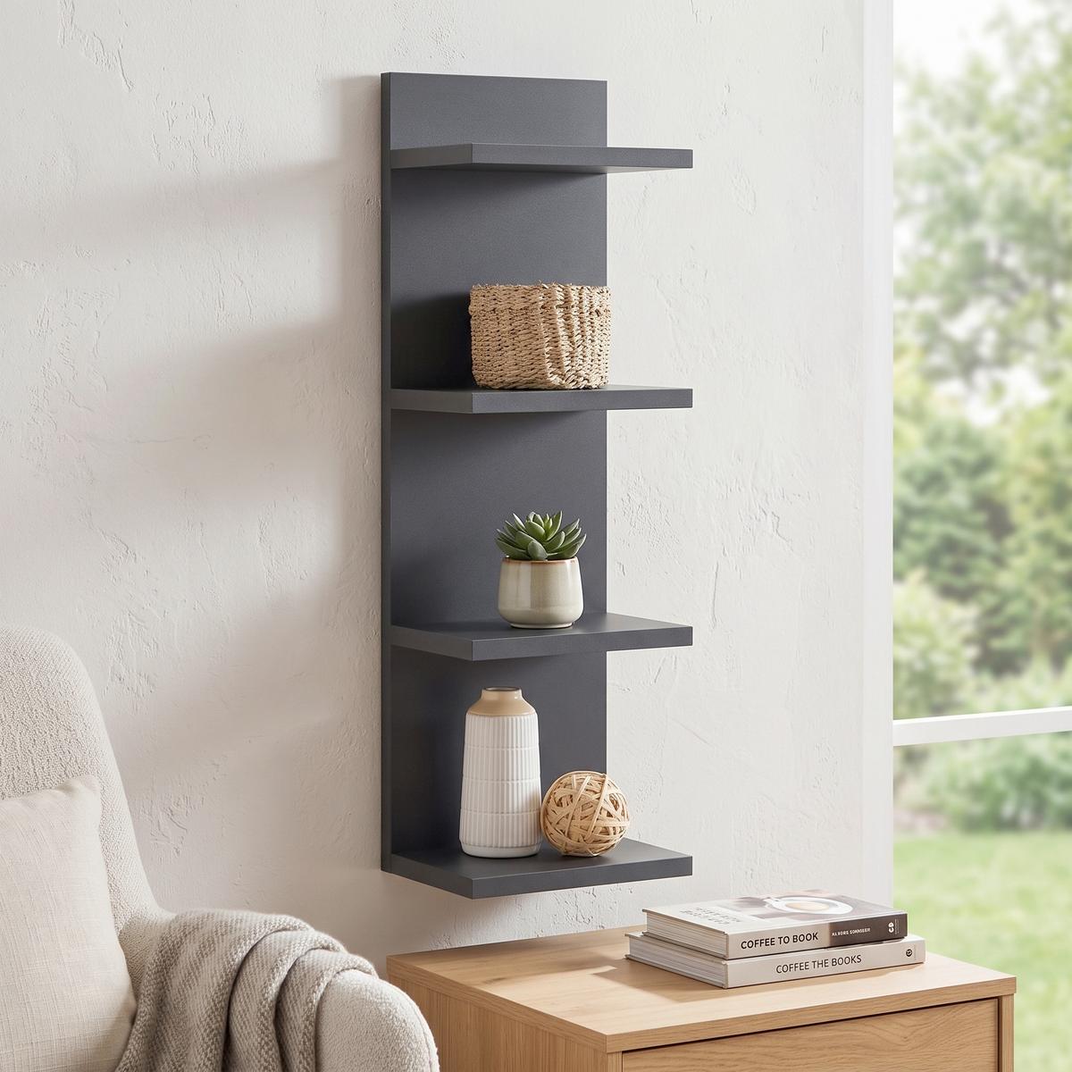 Wandregal EOLO Anthrazit B: 23,2 cm - Anthrazit, Trend, Holzwerkstoff (23,2/75/16,8cm)