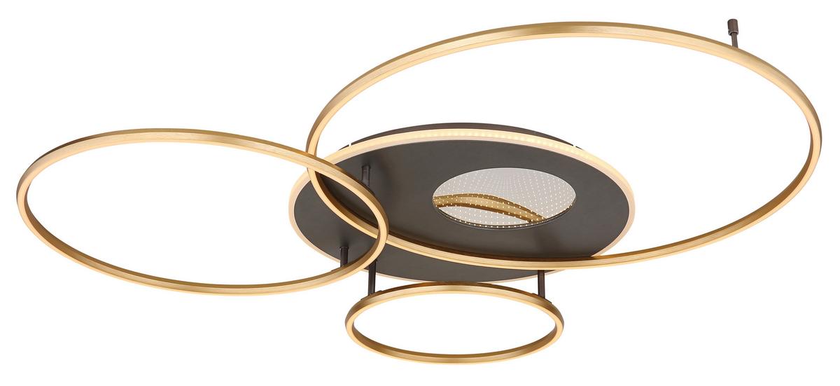 LED-Deckenleuchte Invertina Anthrazit Opal Goldfarben - Anthrazit/Goldfarben, Design, Kunststoff/Metall (126,4/105,3/13cm) - Globo