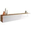 TV-komoda dekor dub Wotan/biela VL - sivá/biela s vysokým leskom, Lifestyle, kompozitné drevo/plast (180/30/33cm) - P & B