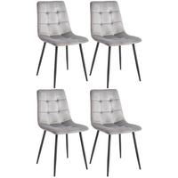 Stuhl Sit Samt Grau 4er-Set - Grau, MODERN, Textil/Metall (44/87/54cm) - P & B