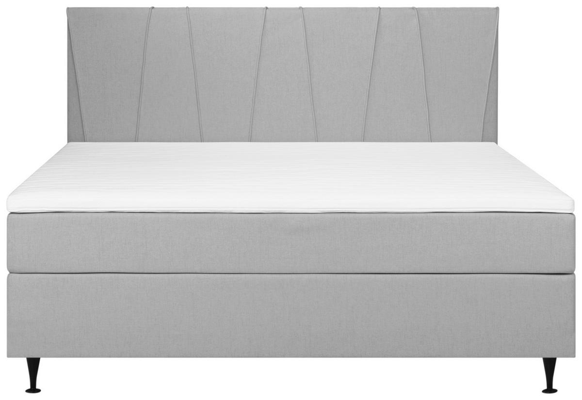 Boxspringbett Mit Topper 180x200 Cm Wels, Grau - Schwarz/Grau, MODERN, Textil (180/200cm) - MID.YOU
