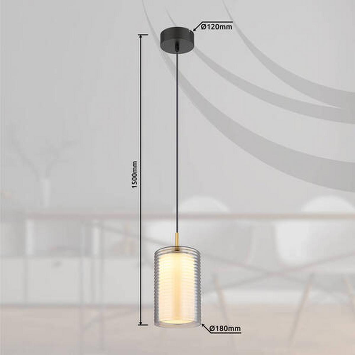 LED-Hängeleuchte 15740 - Messingfarben/Schwarz, Design, Glas/Metall (18/150cm) - Globo