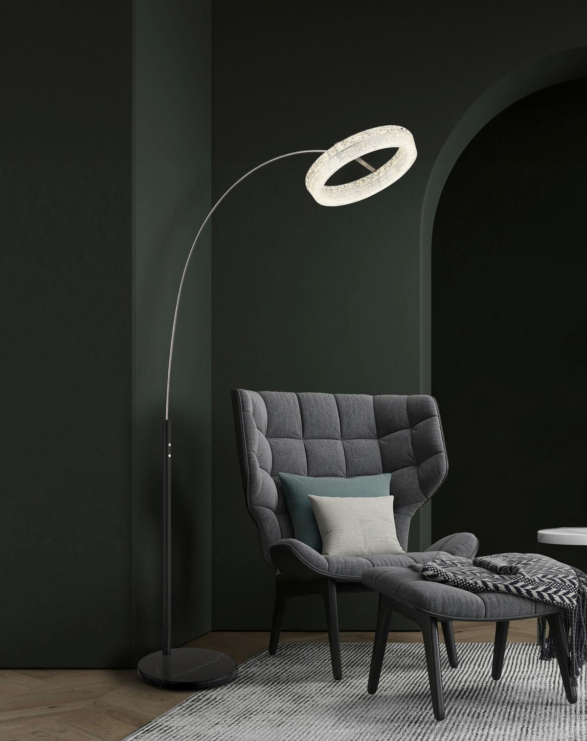 Led-stehleuchte Memory-Funktion - Klar/Schwarz, Design, Glas/Kunststoff (92,5/40/190cm) - Globo