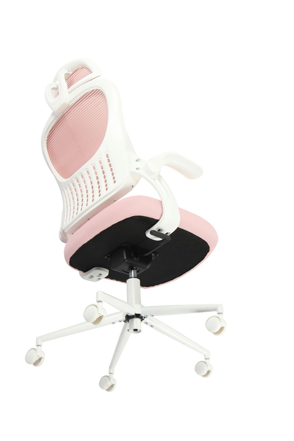 OTOČNÁ ŽIDLE POLLY - bílá/pink, Moderní, kov/textil (68/116-133/64cm) - Mömax