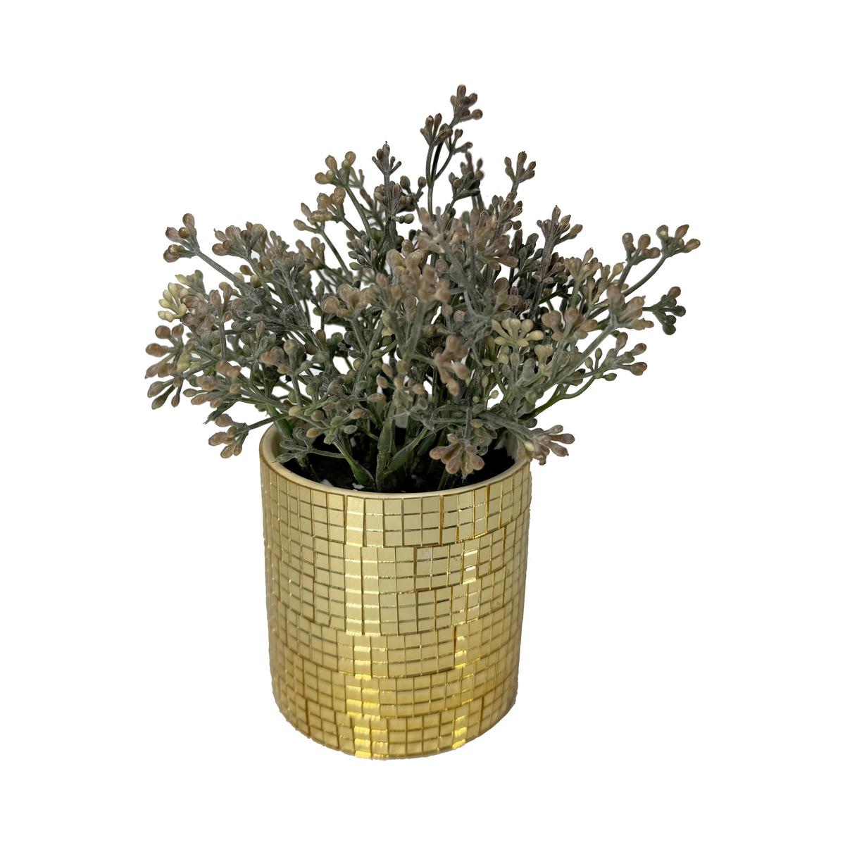 Kunstpflanze Elli - Rotbraun/Hellgelb, KONVENTIONELL, Glas/Keramik (16/20cm) - Luca Bessoni