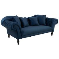 3-Sitzer-Sofa Cupido Dunkelblau Samt - Schwarz/Dunkelblau, Design, Textil (242/91/104cm) - MID.YOU
