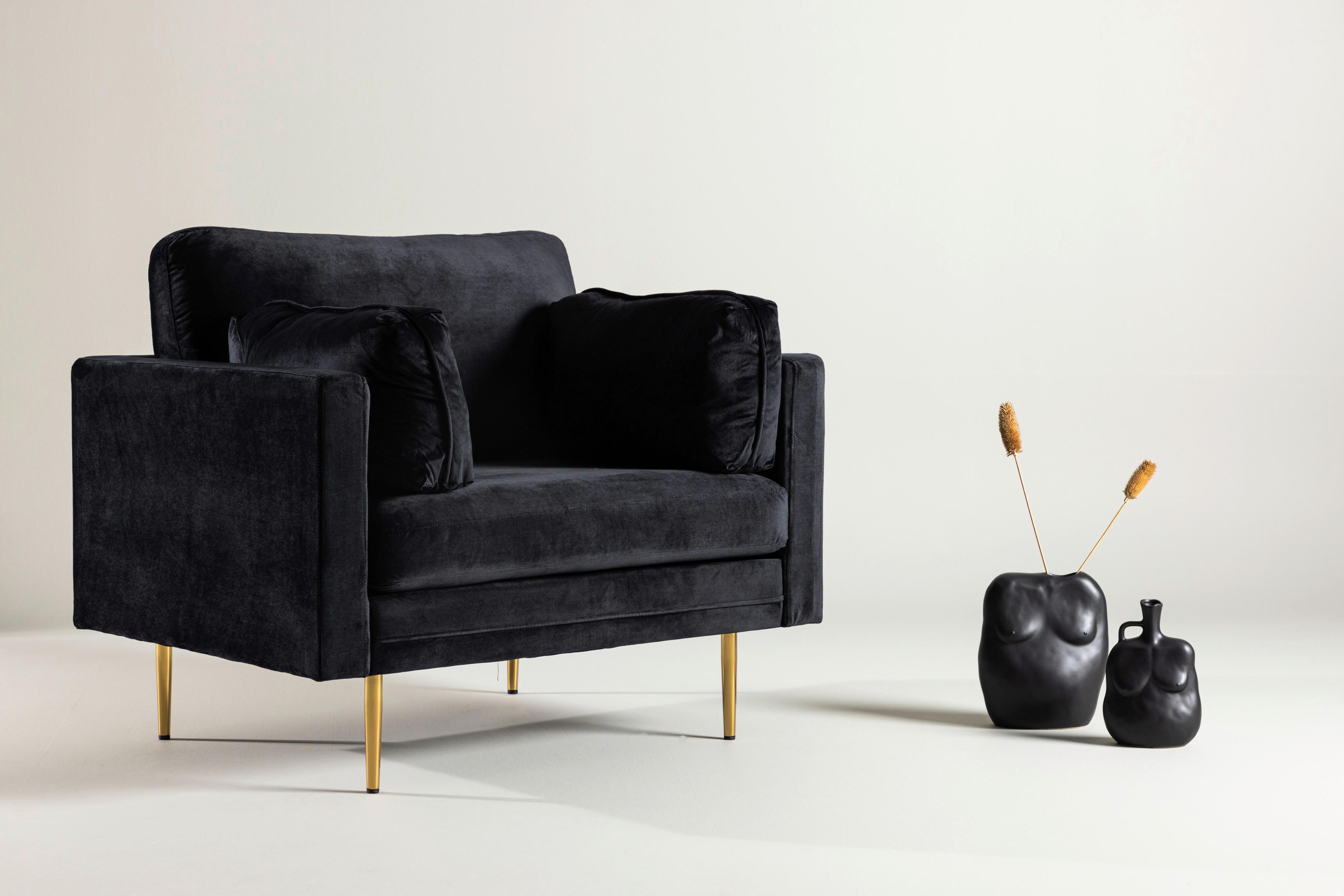 Sessel Boom - Hellbraun/Schwarz, Design, Textil/Metall (110/84/86cm) - Livetastic