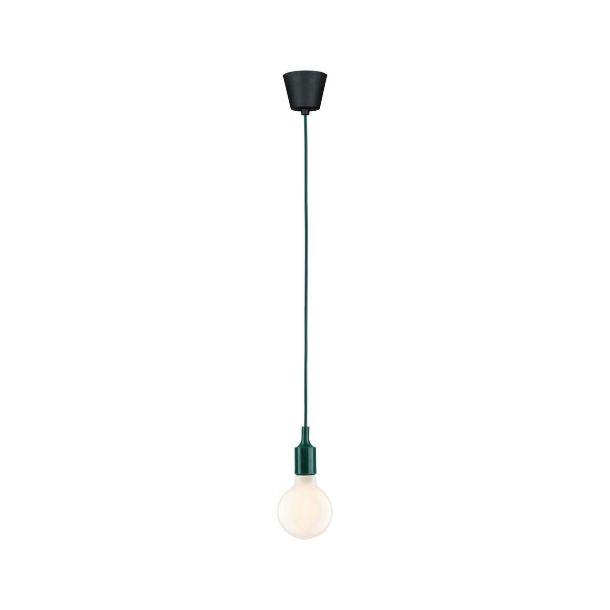 Hängeleuchte Ø 9 cm 1-Flammig - Schwarz/Grün, Basics, Kunststoff/Textil (9,0/218cm) - Paulmann