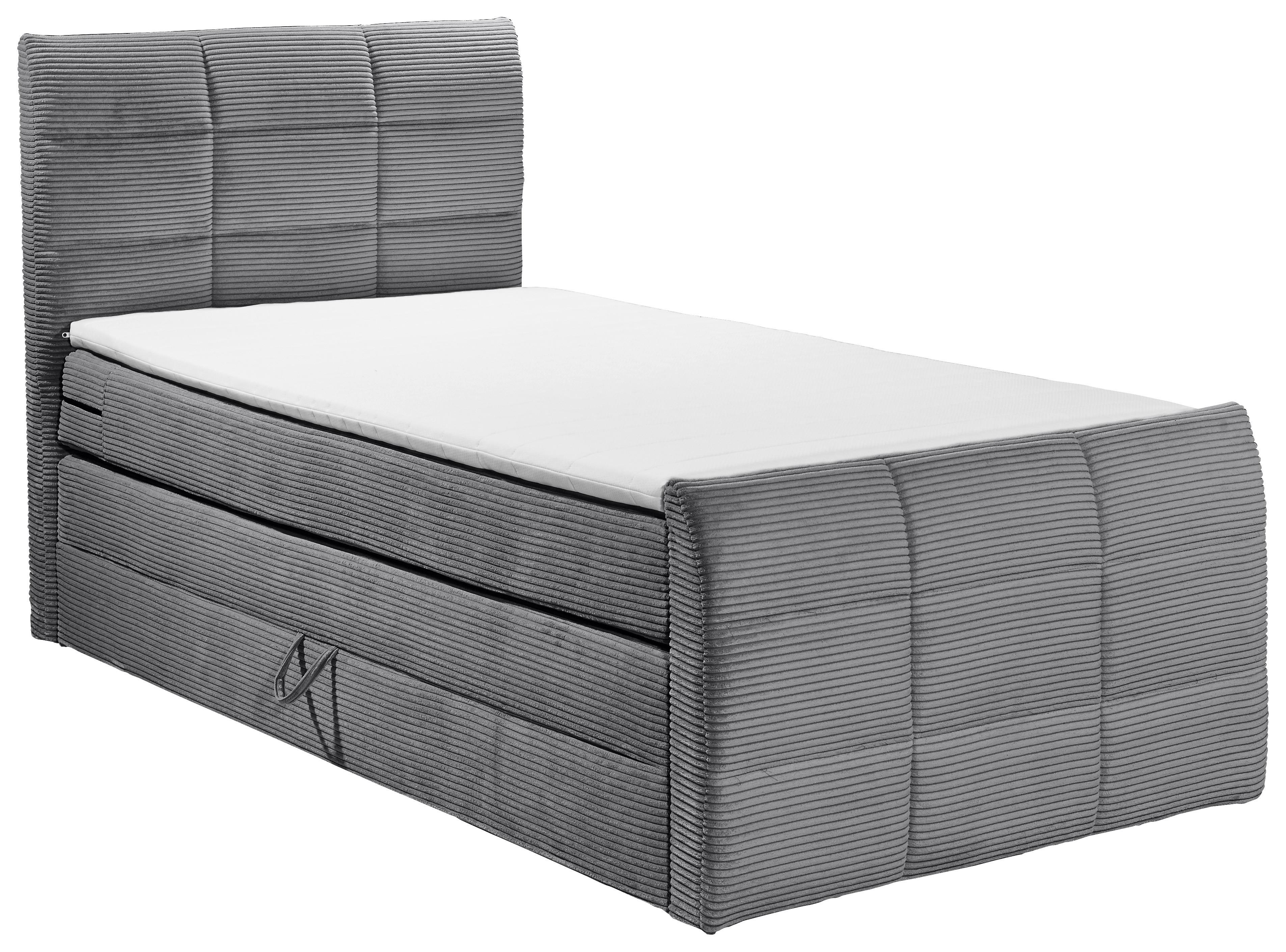 Boxspringbett Bolivia 6 - Dunkelgrau/Schwarz, MODERN, Holzwerkstoff/Textil (120/200cm) - MID.YOU