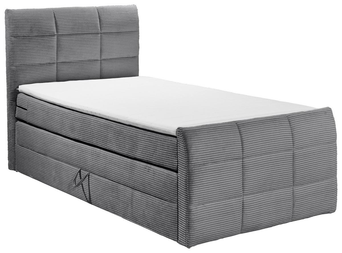 Boxspringbett Mit Topper & Bettkasten 120x200 Bolivia - Dunkelgrau/Schwarz, MODERN, Holzwerkstoff/Textil (120/200cm) - MID.YOU