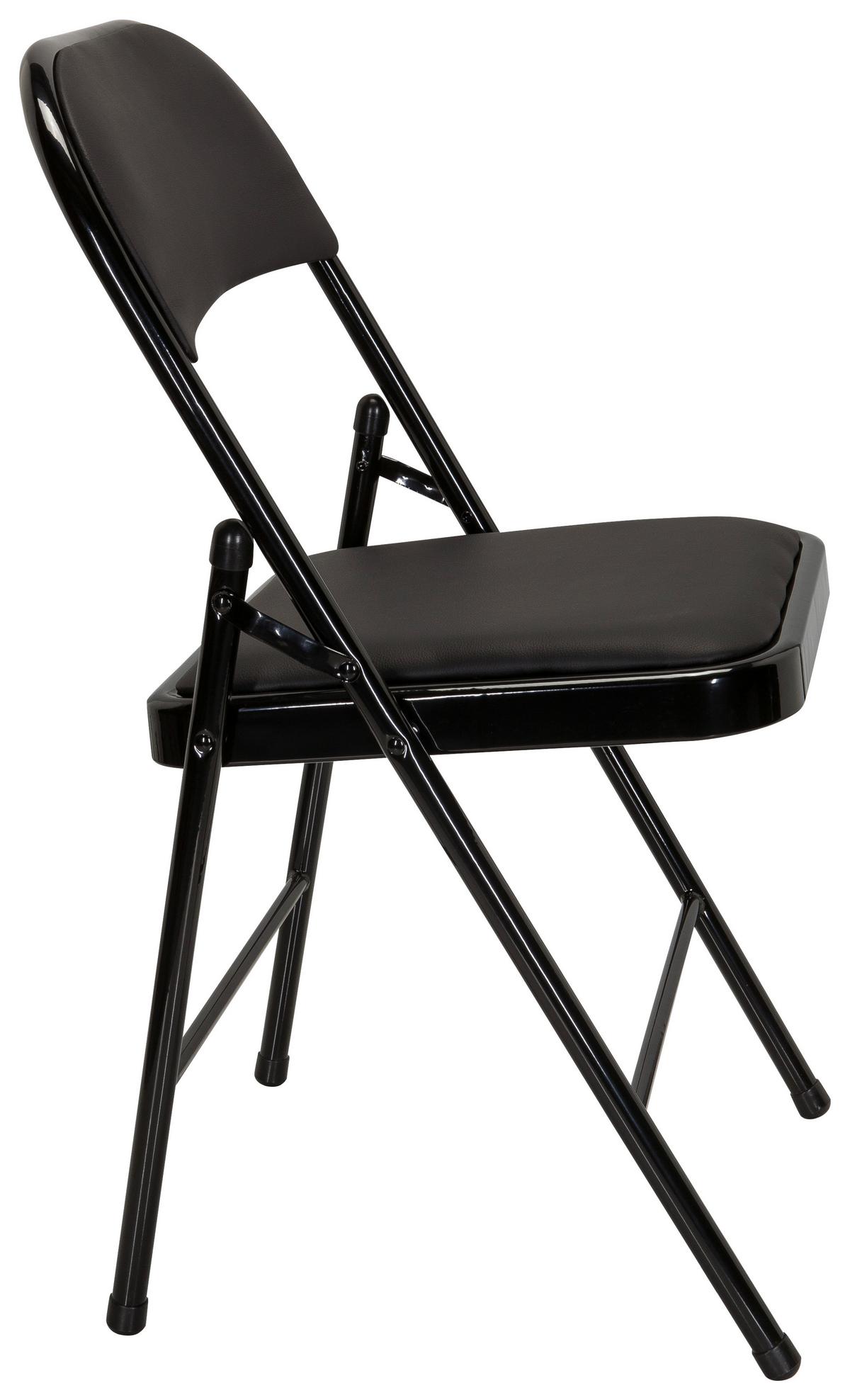 Klappstuhl Tudela Pu Schwraz Lederlook - Schwarz, Basics, Textil/Metall (44/80/49cm) - MID.YOU