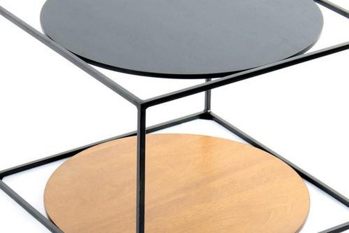 Beistelltisch In Würfelform Cody, Schwarz/braun - Schwarz/Braun, Basics, Holzwerkstoff/Metall (50/50/36cm) - Kayoom