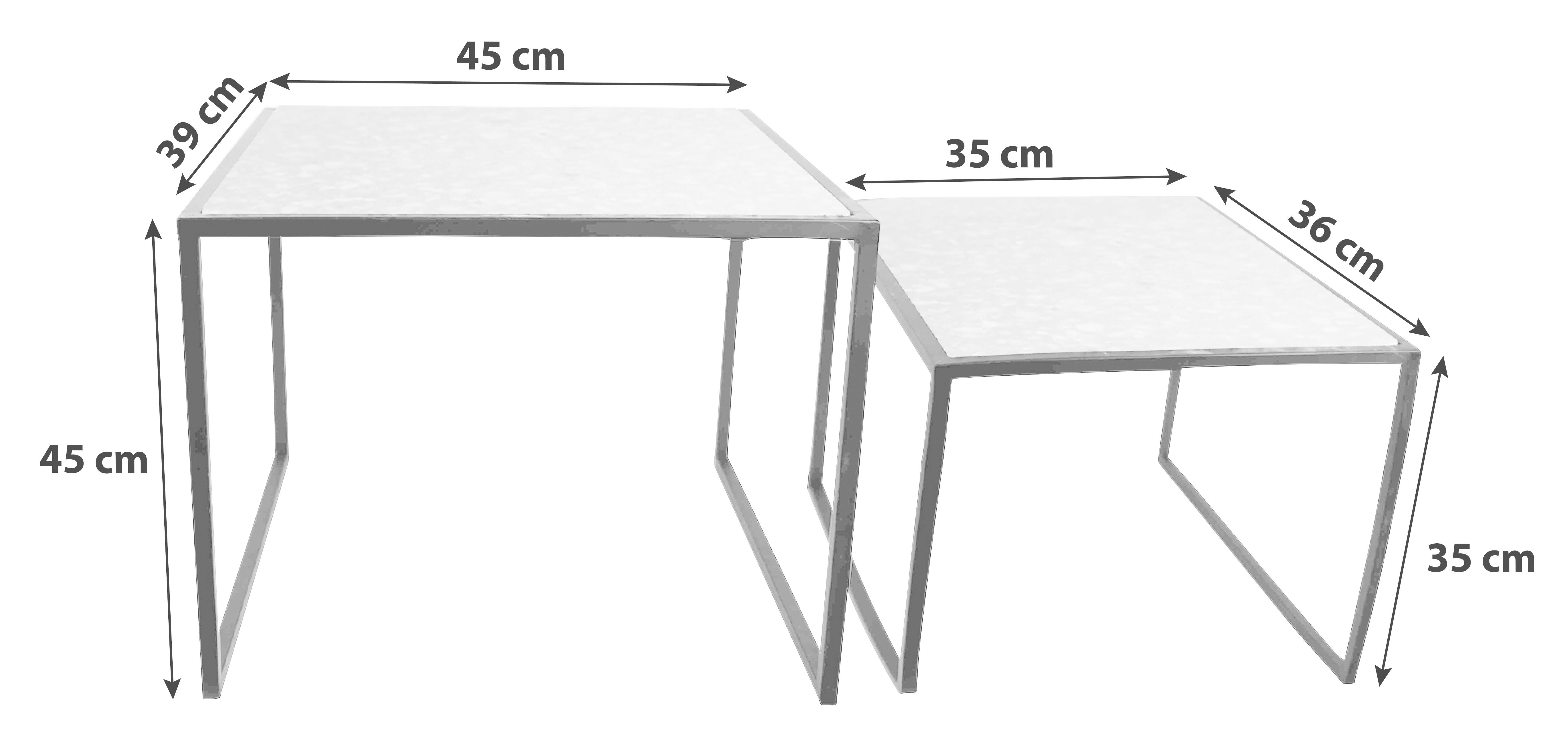 Sada Odkladacích Stolíkov Ston 2 - čierna/sivá, Moderný, kov/kameň (50/32/10cm)