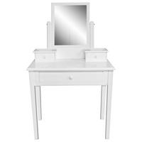 Schminktisch Vanessa Weiß B: 80 cm mit Laden + Spiegel - Weiß, MODERN, Glas/Holz (80/132/40cm)