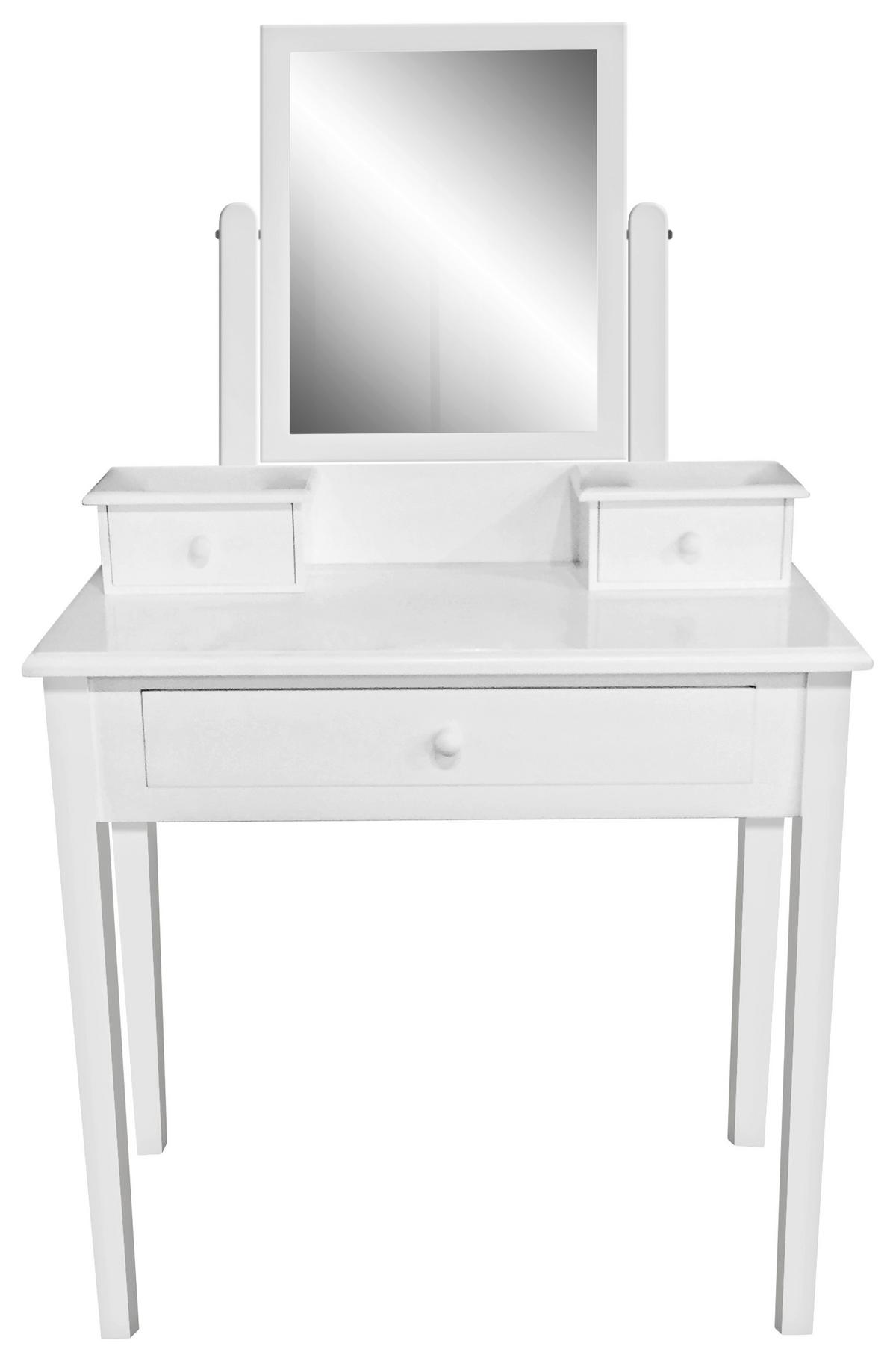 Schminktisch Vanessa Weiß B: 80 cm mit Laden + Spiegel - Weiß, MODERN, Glas/Holz (80/132/40cm)