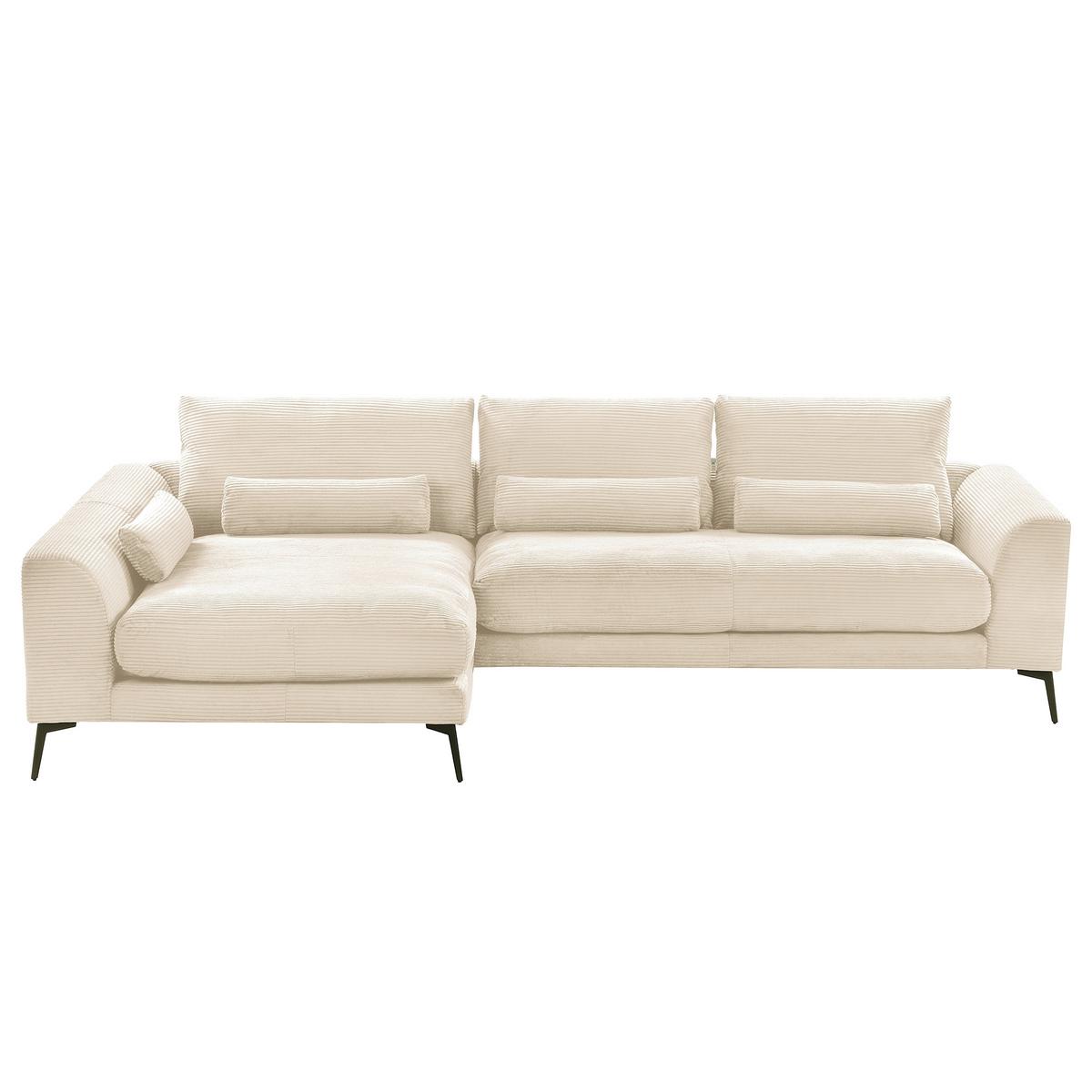 Ecksofa Berlin Creme Cord 172x313 cm - Creme/Schwarz, Design, Textil (172/313cm) - P & B