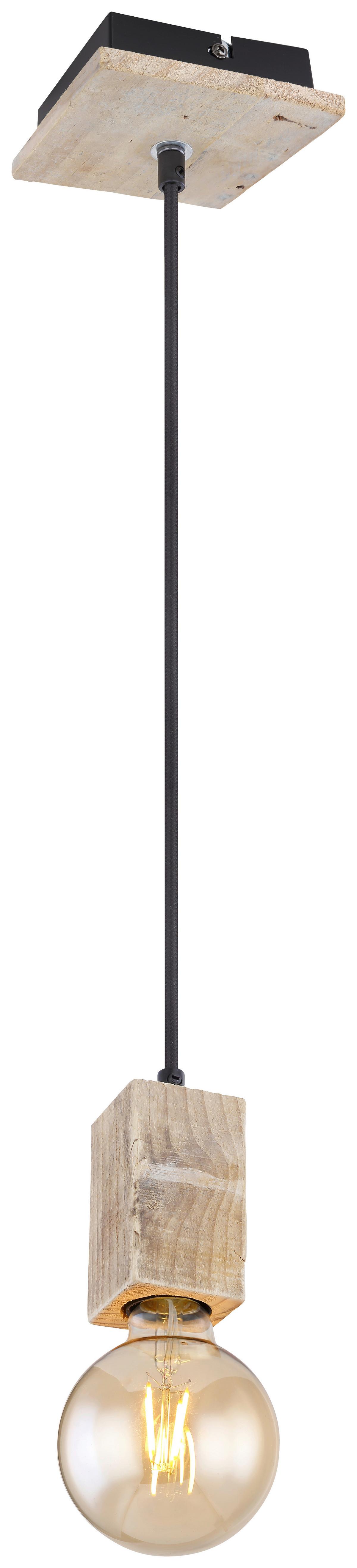 Hängeleuchte Adalie H: 120 Cm 1-Flammig, Industrial-Design - Dunkelbraun/Schwarz, Natur, Holz/Textil (12/12/120cm) - Globo