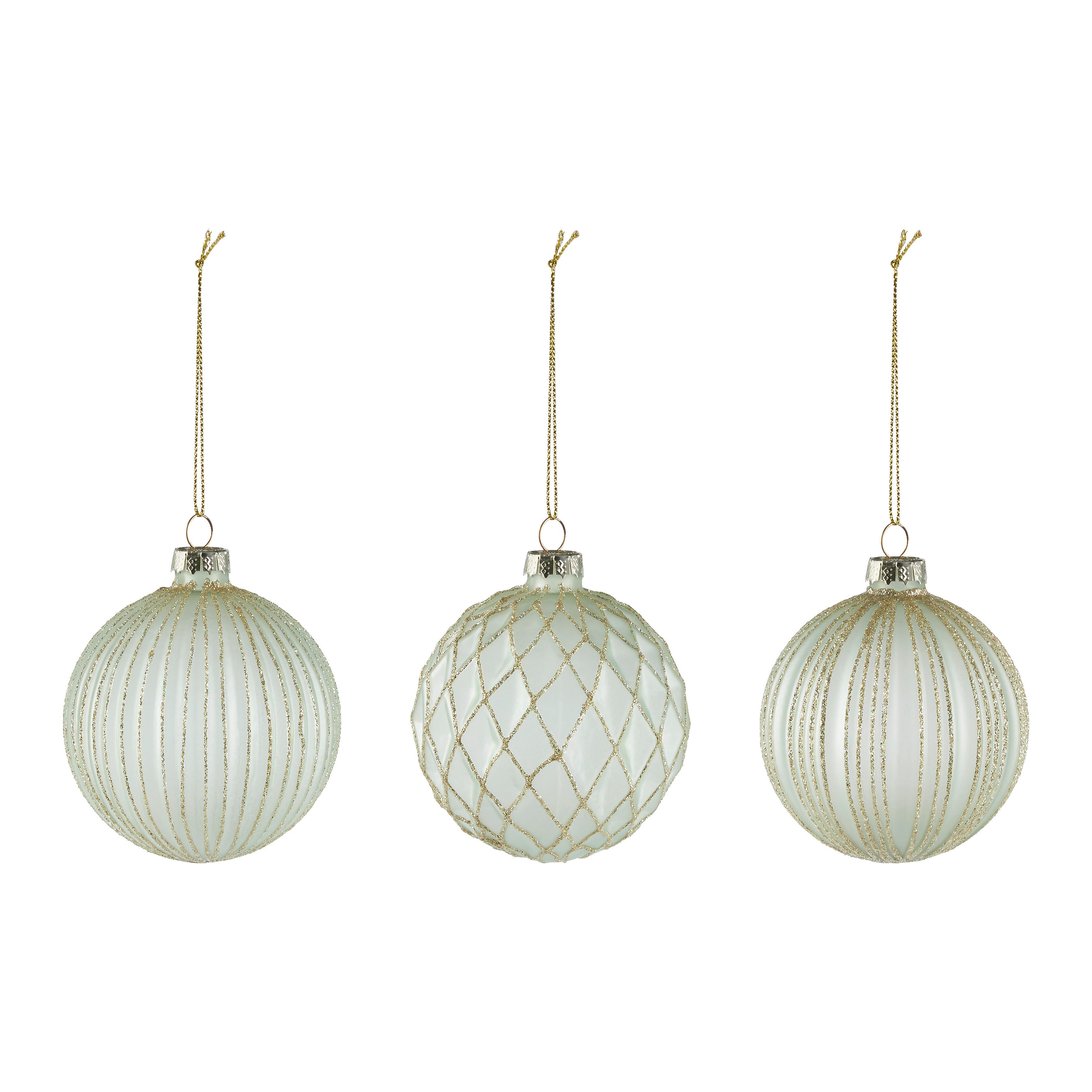 Sada vianočných gulí Miracle, Ø: 8cm, 12ks/bal. - zelená, kov/textil (8cm) - Modern Living