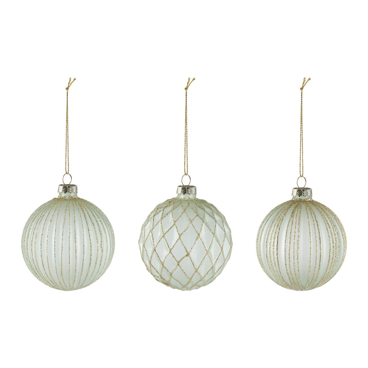 Sada vianočných gulí Miracle, Ø: 8cm, 12ks/bal. - zelená, kov/textil (8cm) - Modern Living