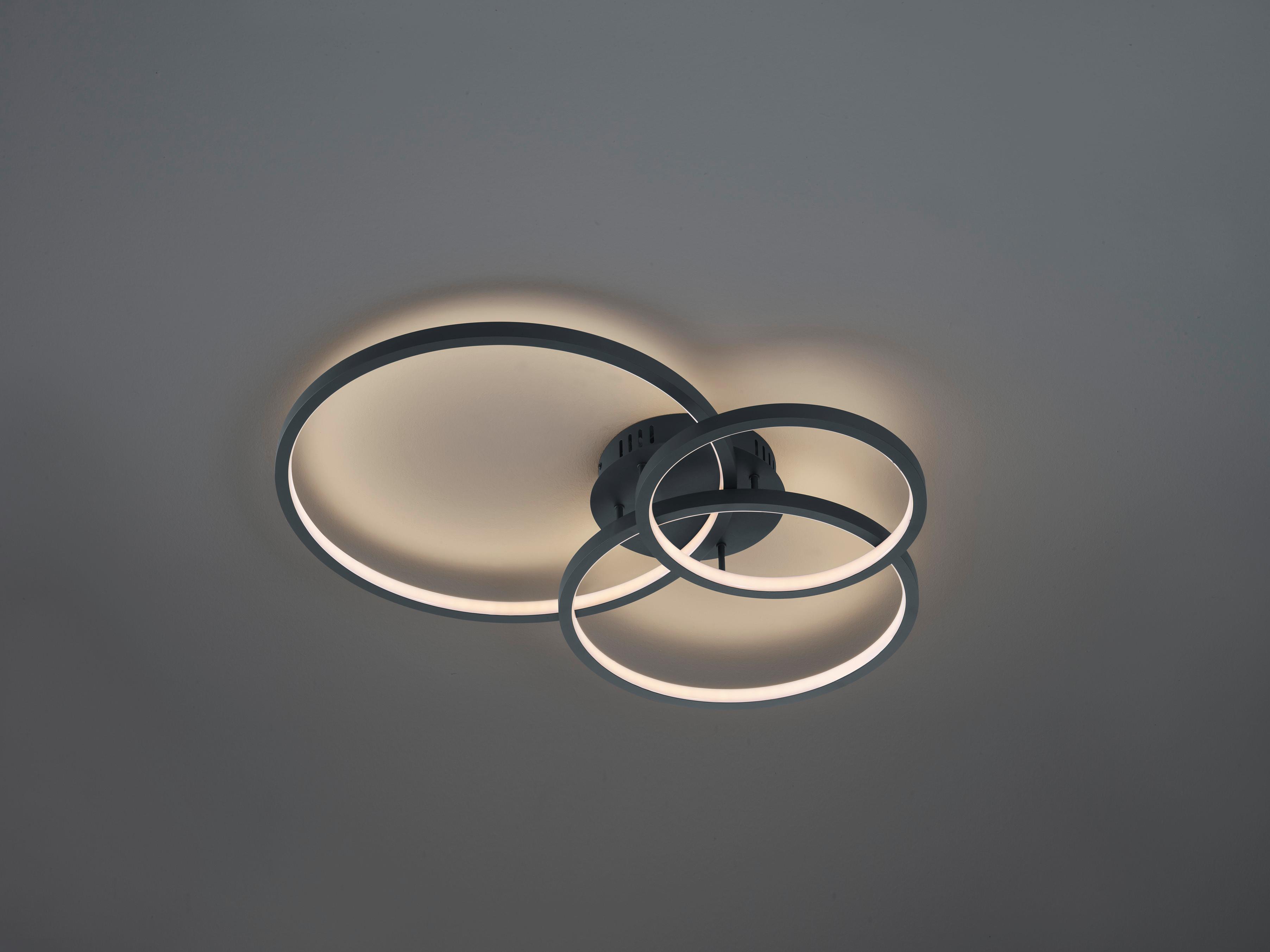LED-Deckenleuchte Aaron L: 79 cm Mit Smartphone-Steuerung - Anthrazit, Design, Metall (79/10,5/64cm) - Trio Leuchten