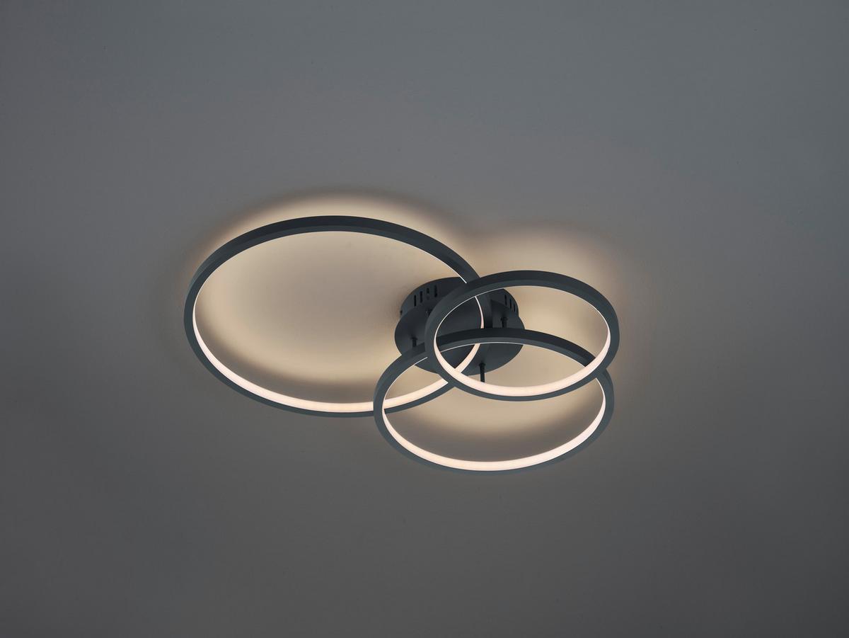 LED-Deckenleuchte Aaron L: 79 cm mit Smartphone-Steuerung - Anthrazit, Design, Metall (79/10,5/64cm) - Trio Leuchten