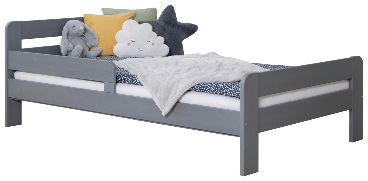 Bett Bennet Hellgrau inkl. Matratze, Rollrost, 120x200 cm - Hellgrau/Naturfarben, MODERN, Holz/Textil (120/200cm) - MID.YOU