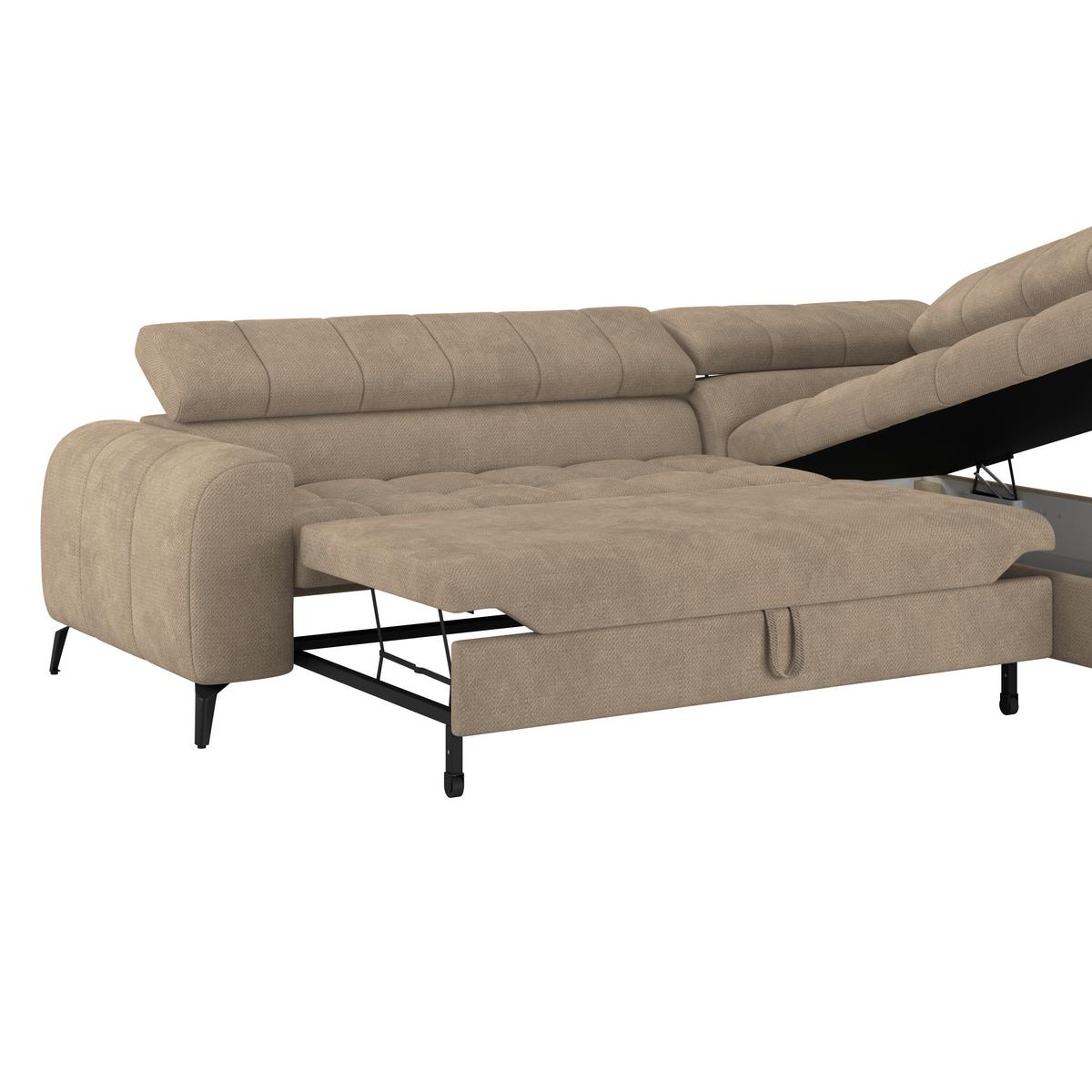 Ecksofa Volf Rechts New Beige, S: 261x203 cm - Beige/Schwarz, Trend, Kunststoff/Textil (261/203cm)