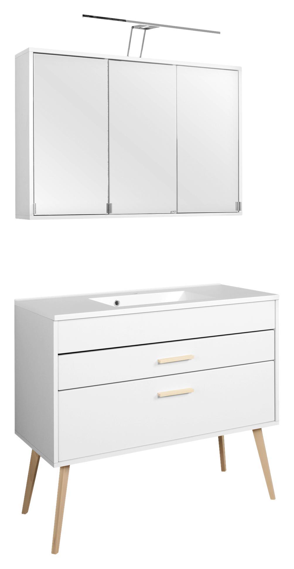 Badezimmer Oslo B:100cm Weiß - Weiß, Basics, Holzwerkstoff/Stein (80/47cm)