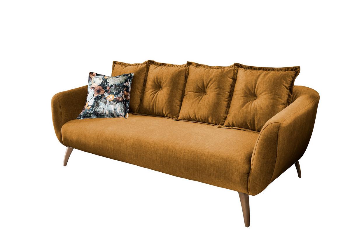 3-Sitzer-Sofa Baggio Gelb B: 236 cm - Gelb/Buchefarben, MODERN, Textil (236/94/103cm) - Livetastic