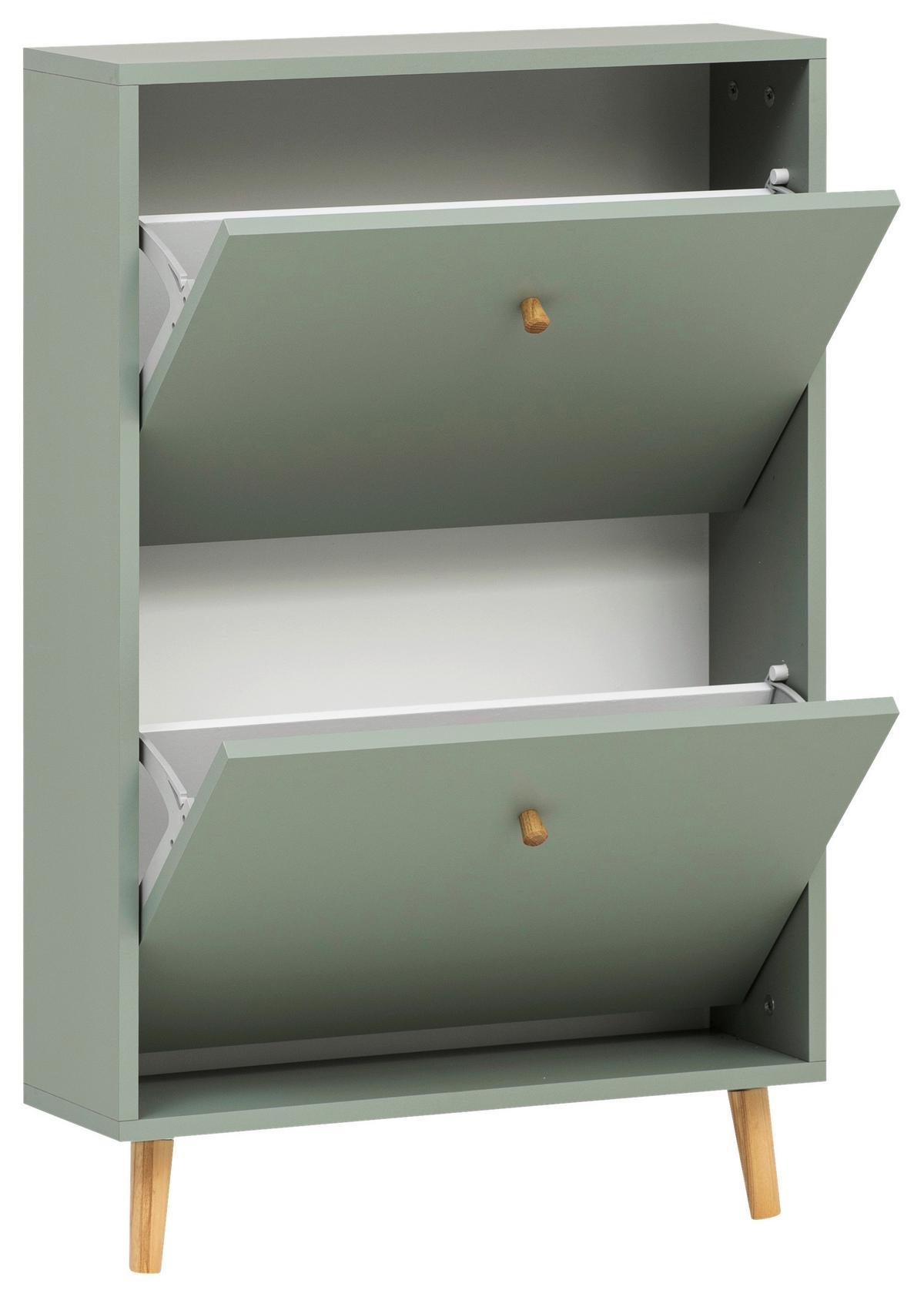 Schuhkipper Bjarne, Salbeigrün B: 59,8 Cm - Salbeigrün/Weiß, Design, Holzwerkstoff (59,8/92,2/19,55cm) - MID.YOU