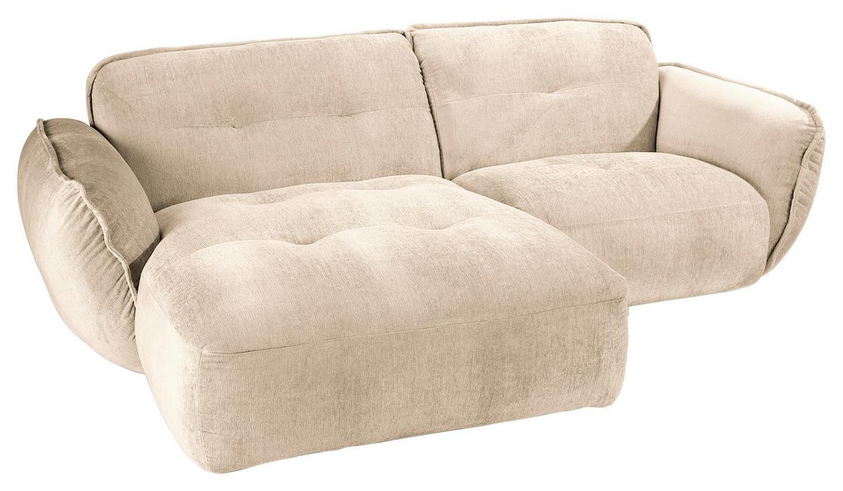 Ecksofa Fluffy, Creme S: 184x269 Cm - Creme/Schwarz, MODERN, Textil (184/269cm) - Trendmanufaktur