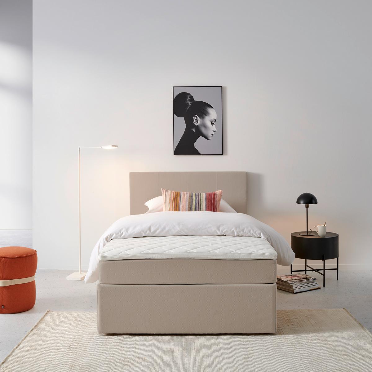 Boxbett mit Topper 120x200 Carolina - Sandfarben/Schwarz, KONVENTIONELL, Holz/Textil (120/200cm) - P & B