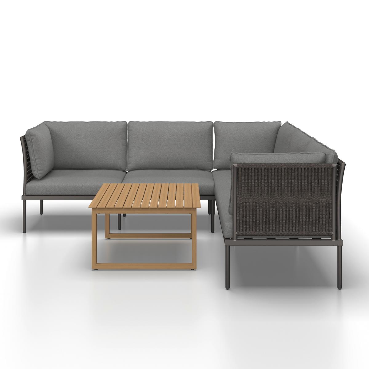 TERASOVÁ SEDACIA SÚPRAVA ELORA - farba akácie/prírodná farba, Modern, kov/textil (223/75/74cm) - Bessagi Garden