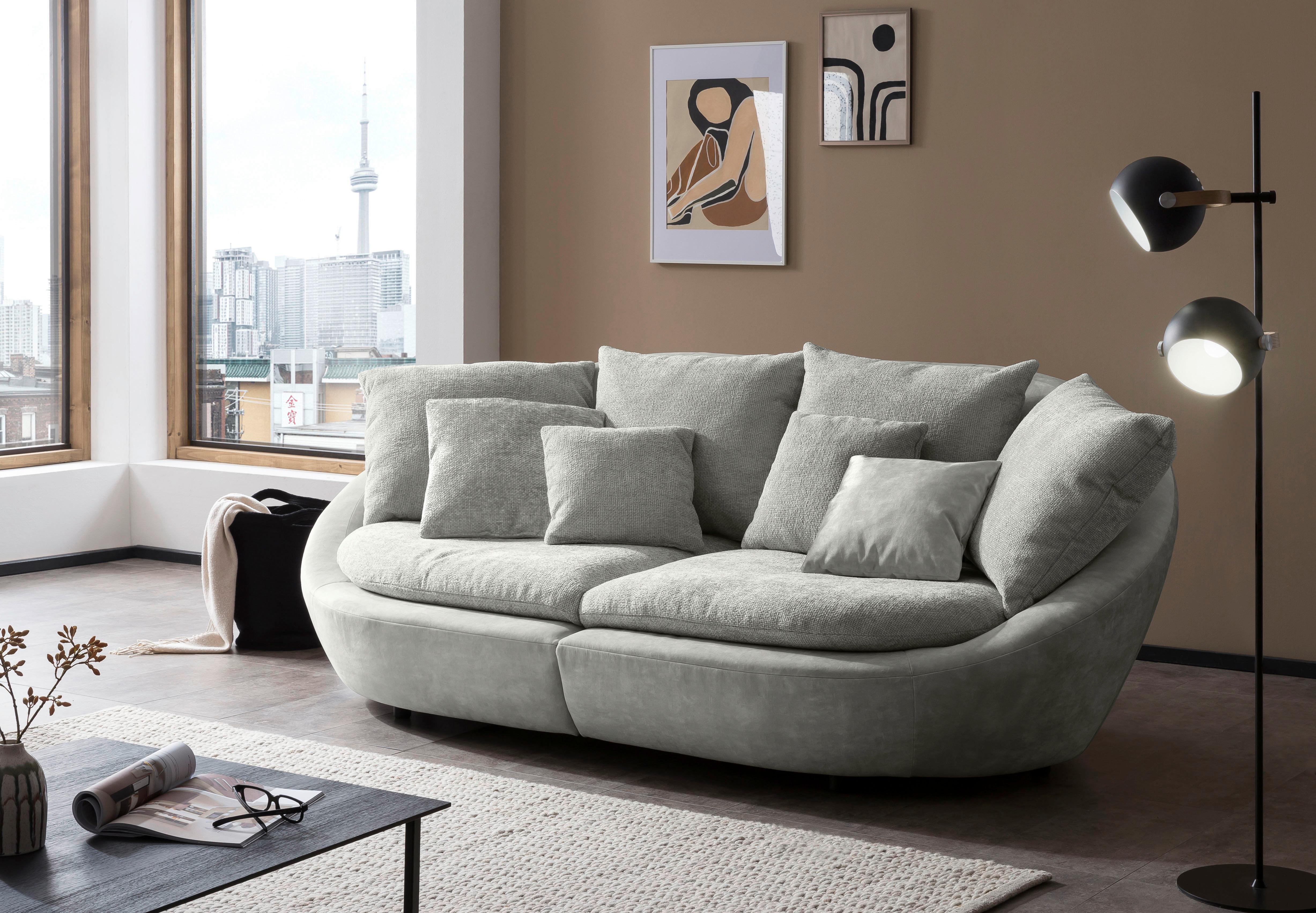 Bigsofa Maui - Hellgrau/Schwarz, MODERN, Textil (280/87/131cm) - Trendmanufaktur